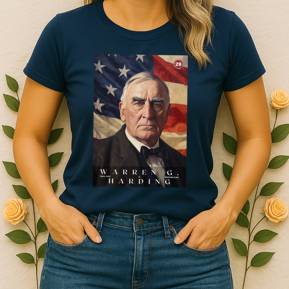 Warren G. Harding 29th President Of The United States Portrait Womens T-Shirt