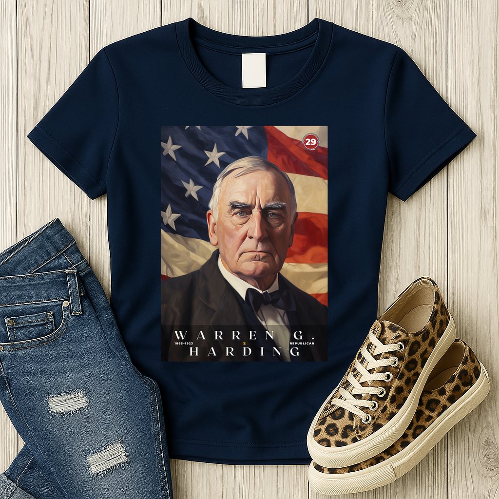 Warren G. Harding 29th President Of The United States Portrait Womens T-Shirt