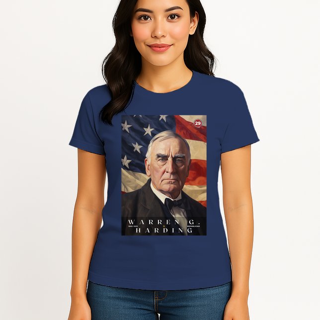 Warren G. Harding 29th President Of The United States Portrait Womens T-Shirt