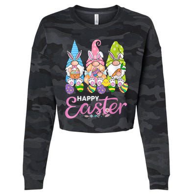 Wo Gnome Happy Easter Shirt Wo Happy Easter Outfit Happy Easter Girls Cropped Pullover Crew