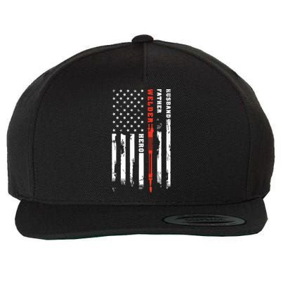 Welder Gift Husband Father Welder Hero American Flag Wool Snapback Cap