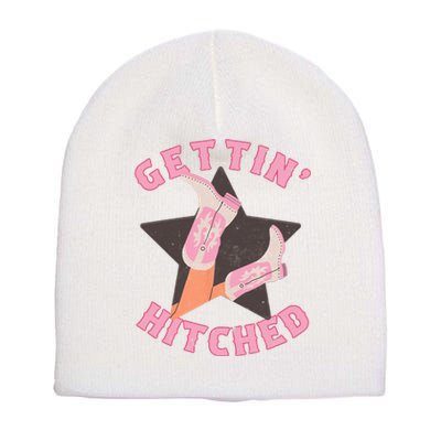 Western Gettin' Hitched Bridal Bachelorette Party Matching Short Acrylic Beanie