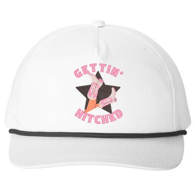 Western Gettin' Hitched Bridal Bachelorette Party Matching Snapback Five-Panel Rope Hat