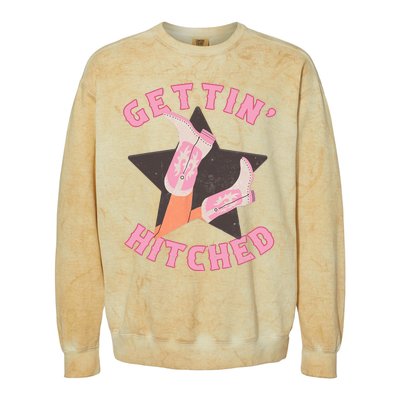 Western Gettin' Hitched Bridal Bachelorette Party Matching Colorblast Crewneck Sweatshirt