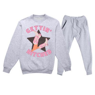 Western Gettin' Hitched Bridal Bachelorette Party Matching Premium Crewneck Sweatsuit Set