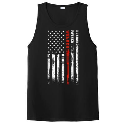 Welder Gift Husband Father Welder Hero American Flag PosiCharge Competitor Tank