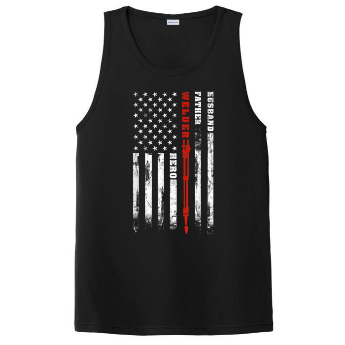 Welder Gift Husband Father Welder Hero American Flag PosiCharge Competitor Tank