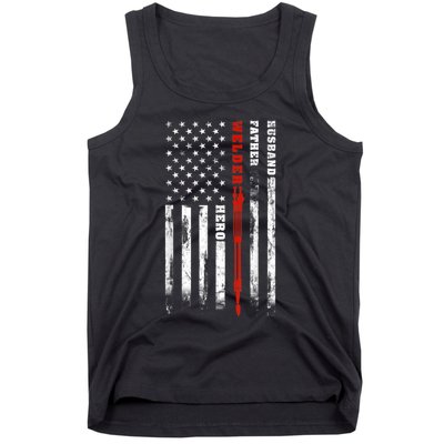 Welder Gift Husband Father Welder Hero American Flag Tank Top