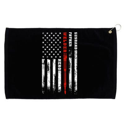 Welder Gift Husband Father Welder Hero American Flag Grommeted Golf Towel