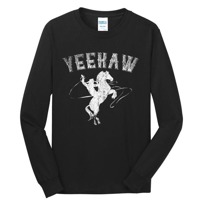 Western Gift Horse Bull Riding Rodeo Yeehaw Cowboy Tall Long Sleeve T-Shirt