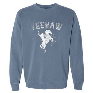 Western Gift Horse Bull Riding Rodeo Yeehaw Cowboy Garment-Dyed Sweatshirt