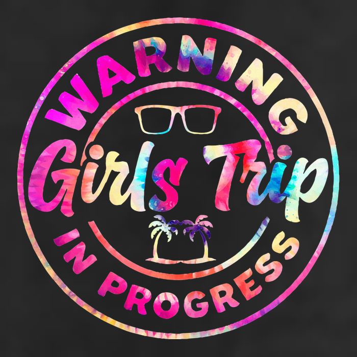 Warning GirlsTrip In Progress Tie Dye Travel Vacation Cool Comfort Performance Bucket Hat