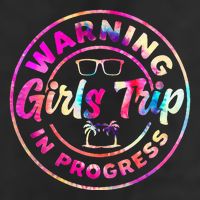 Warning GirlsTrip In Progress Tie Dye Travel Vacation 11oz C Handle Ceramic Mug