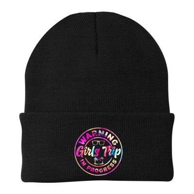 Warning GirlsTrip In Progress Tie Dye Travel Vacation Beanie