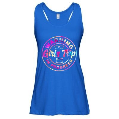 Warning GirlsTrip In Progress Tie Dye Travel Vacation Ladies Essential Flowy Tank
