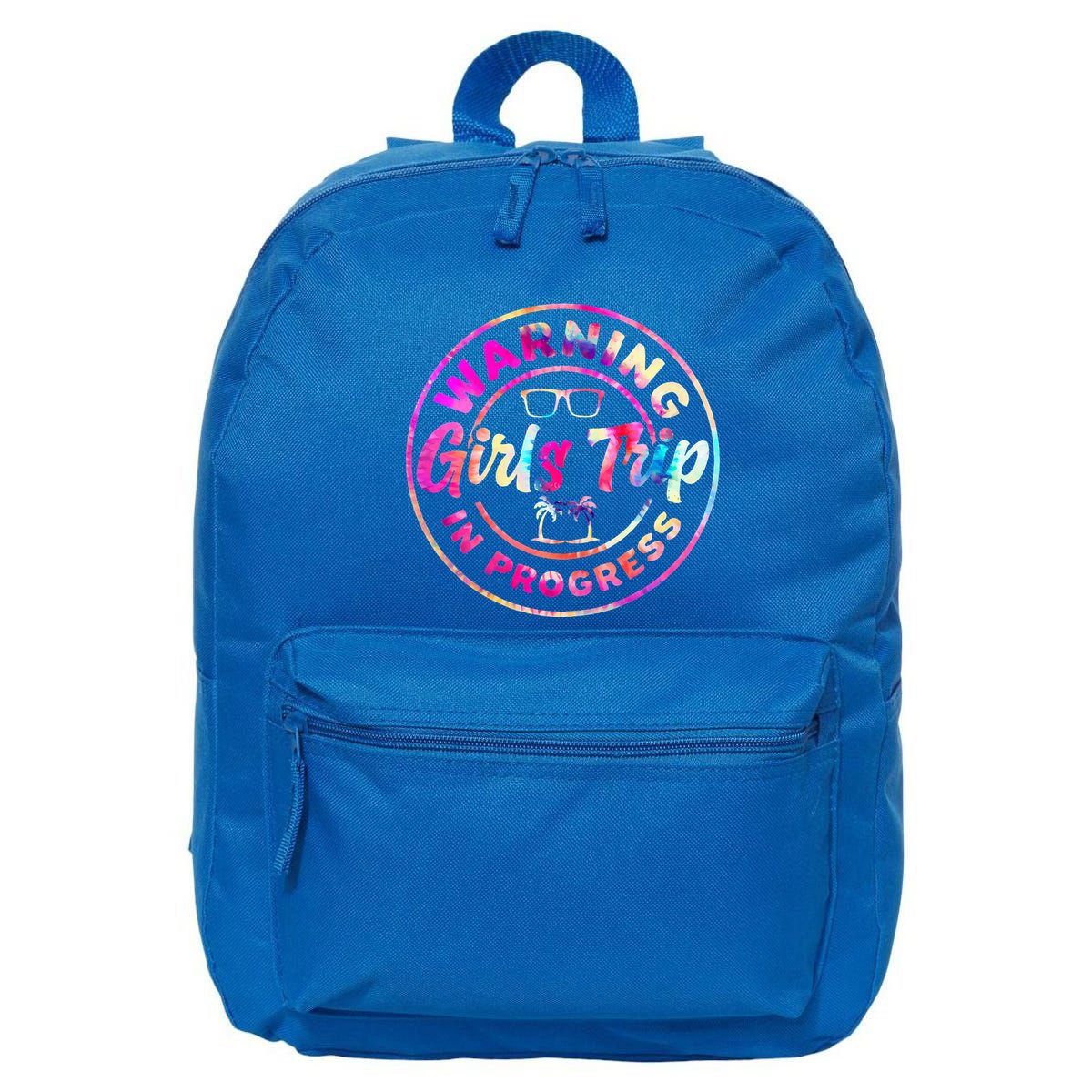 Warning GirlsTrip In Progress Tie Dye Travel Vacation 16 in Basic Backpack