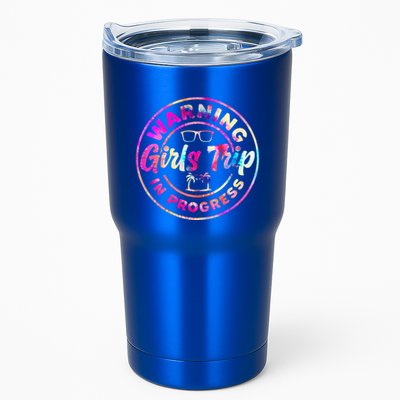 Warning GirlsTrip In Progress Tie Dye Travel Vacation Tumbler