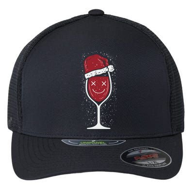 Wine Glass Ing Face Santa Hat Funny Christmas Funny Gift Flexfit Unipanel Trucker Cap