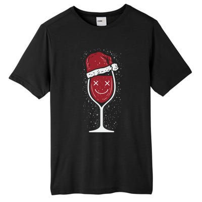 Wine Glass Ing Face Santa Hat Funny Christmas Funny Gift Tall Fusion ChromaSoft Performance T-Shirt