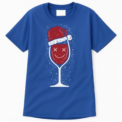 Wine Glass Ing Face Santa Hat Funny Christmas Funny Gift Tall T-Shirt