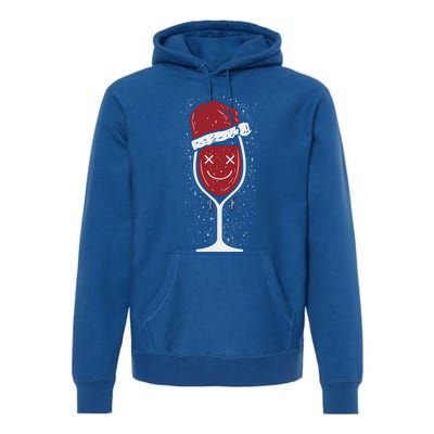 Wine Glass Ing Face Santa Hat Funny Christmas Funny Gift Premium Hoodie