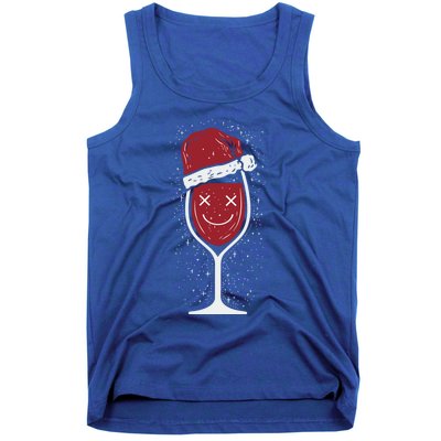 Wine Glass Ing Face Santa Hat Funny Christmas Funny Gift Tank Top