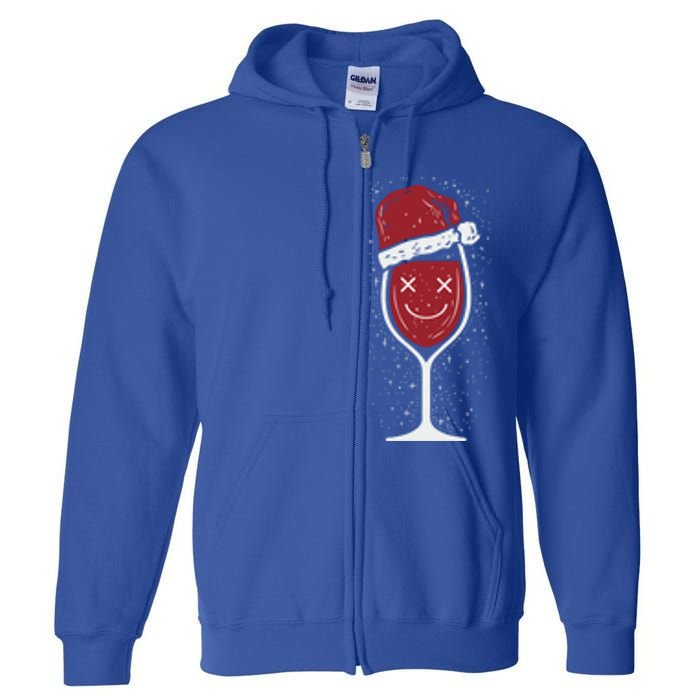 Wine Glass Ing Face Santa Hat Funny Christmas Funny Gift Full Zip Hoodie