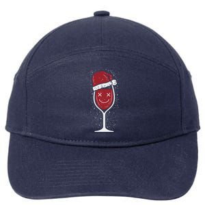 Wine Glass Ing Face Santa Hat Funny Christmas Funny Gift 7-Panel Snapback Hat