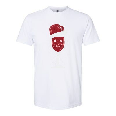 Wine Glass Ing Face Santa Hat Funny Christmas Funny Gift Softstyle CVC T-Shirt