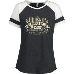 Whiskey Goes In Wisdom Comes Out Drinker Enza Ladies Jersey Colorblock Tee