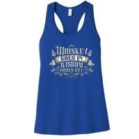 Whiskey Goes In Wisdom Comes Out Drinker Women's Racerback Tank