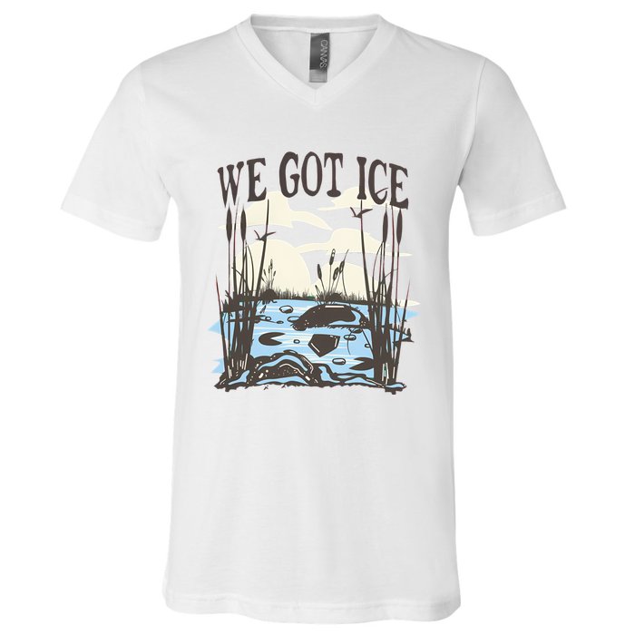 We Got Ice Home Of The Blue Heron V-Neck T-Shirt