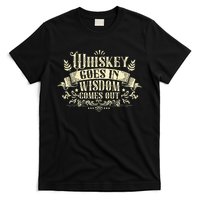 Whiskey Goes In Wisdom Comes Out Drinker Drinking Whisky T-Shirt