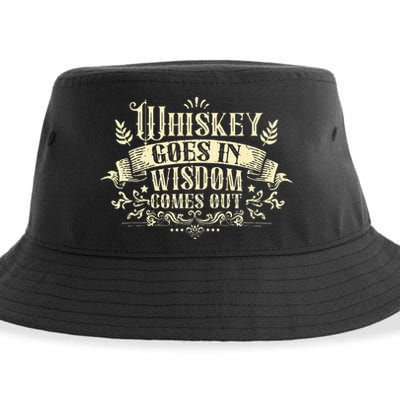 Whiskey Goes In Wisdom Comes Out Drinker Drinking Whisky Sustainable Bucket Hat