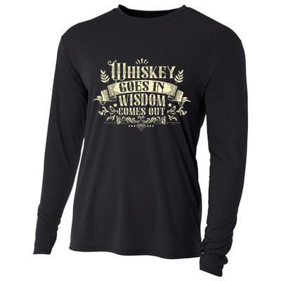 Whiskey Goes In Wisdom Comes Out Drinker Drinking Whisky Cooling Performance Long Sleeve Crew