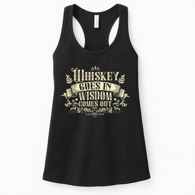 Whiskey Goes In Wisdom Comes Out Drinker Drinking Whisky Womens Tank Top