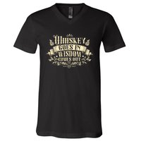 Whiskey Goes In Wisdom Comes Out Drinker Drinking Whisky V-Neck T-Shirt