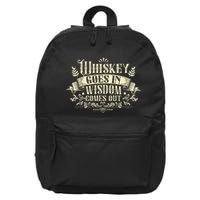 Whiskey Goes In Wisdom Comes Out Drinker 16 in Basic Backpack