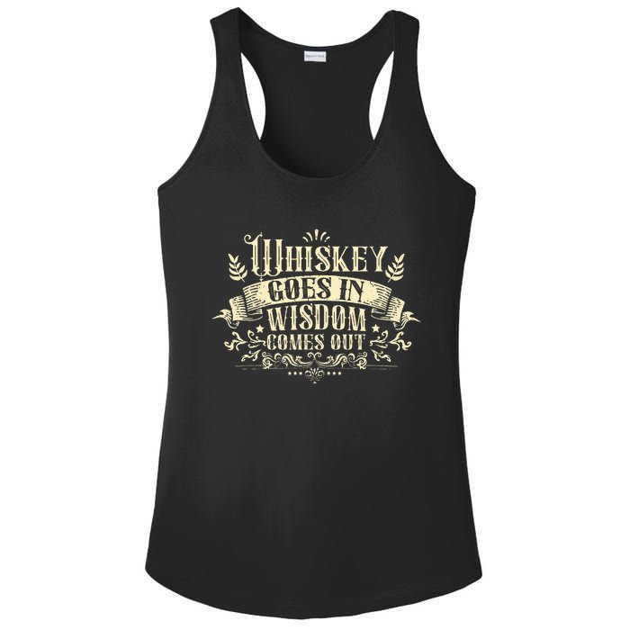 Whiskey Goes In Wisdom Comes Out Drinker Ladies PosiCharge Competitor Racerback Tank