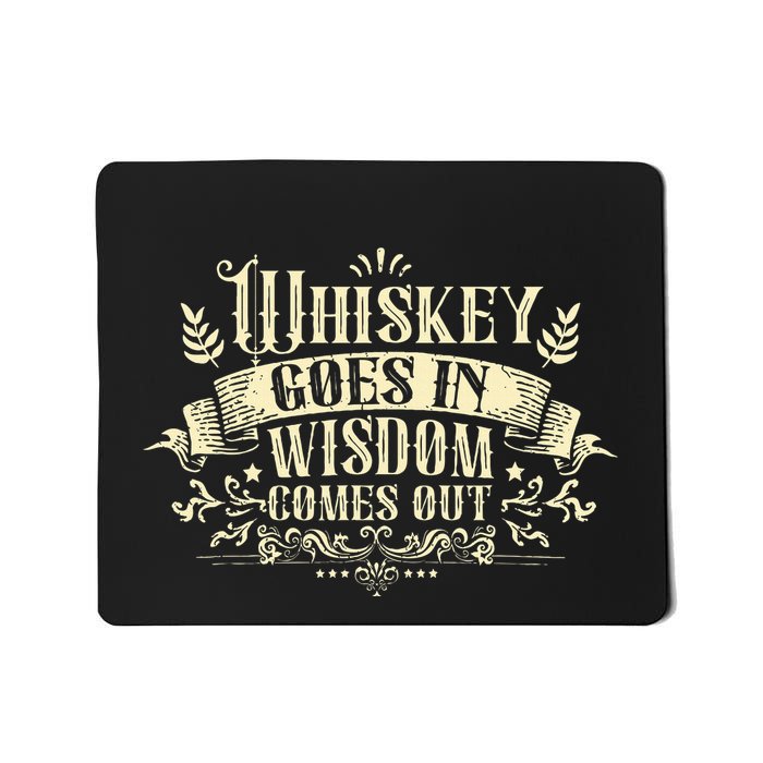 Whiskey Goes In Wisdom Comes Out Drinker Mousepad