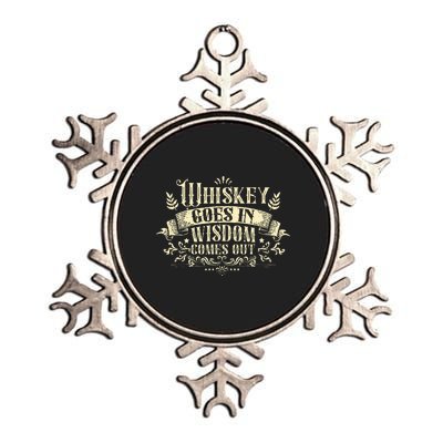 Whiskey Goes In Wisdom Comes Out Drinker Metallic Star Ornament