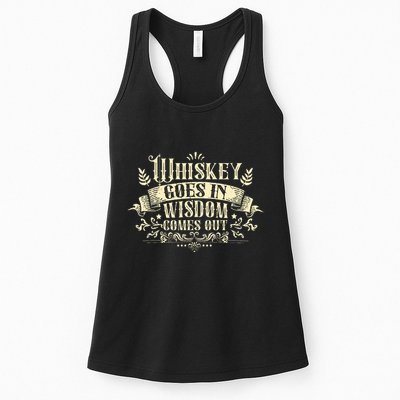 Whiskey Goes In Wisdom Comes Out Drinker Womens Tank Top