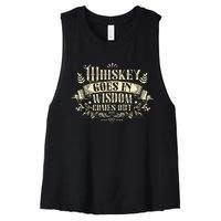 Whiskey Goes In Wisdom Comes Out Drinker Women's Racerback Cropped Tank