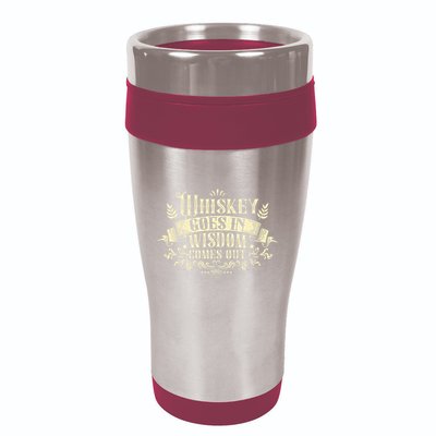 Whiskey Goes In Wisdom Comes Out Drinker 16oz Travel Tumbler