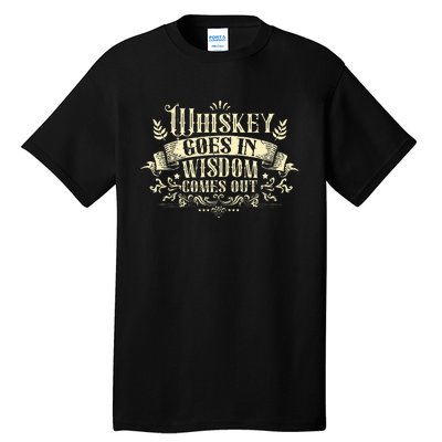 Whiskey Goes In Wisdom Comes Out Drinker Drinking Whisky Tall T-Shirt