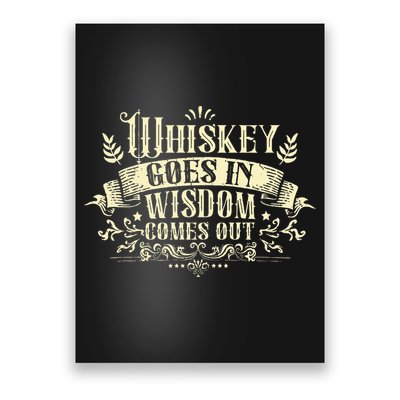 Whiskey Goes In Wisdom Comes Out Drinker Drinking Whisky Poster