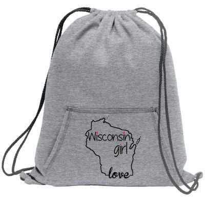 Wisconsin Girl I Love Wisconsin Home State Sweatshirt Cinch Pack Bag