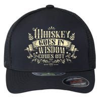 Whiskey Goes In Wisdom Comes Out Drinker Drinking Whisky Flexfit Unipanel Trucker Cap