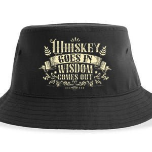 Whiskey Goes In Wisdom Comes Out Drinker Drinking Whisky Sustainable Bucket Hat