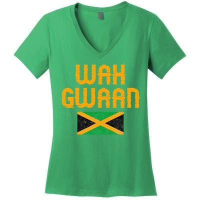 Wah Gwaan Jamaica Women's V-Neck T-Shirt